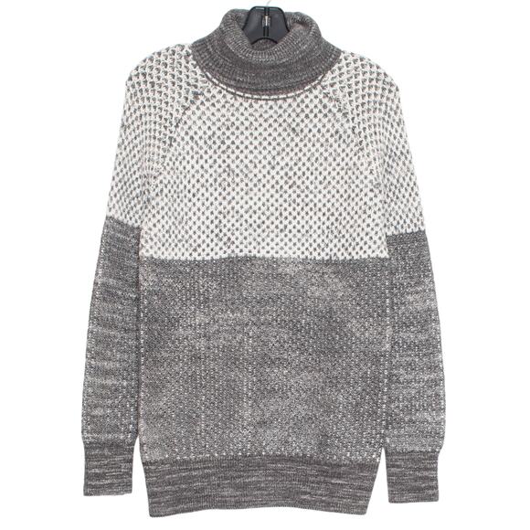 Prana Sweater Abelle Tunic Turtleneck Cozy Preppy Comfort Cabin Gray White XS - Picture 1 of 7
